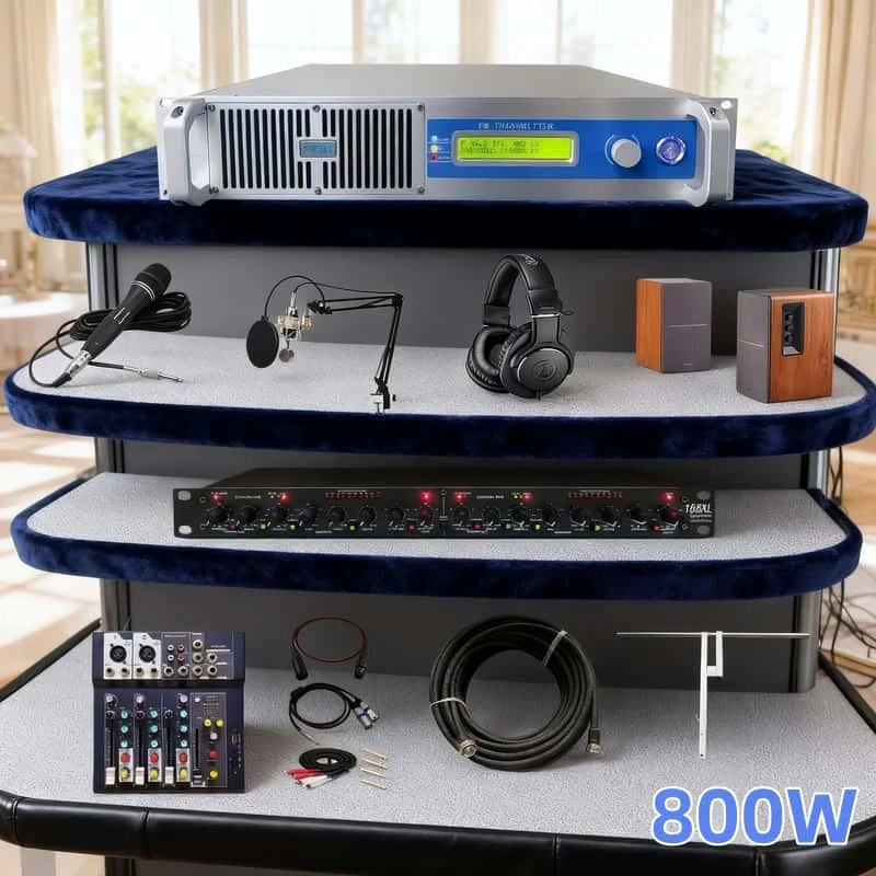 مجموعة أدوات إرسال FM YXHT-800W التجارية مع مكبرات الصوت والخلاط - صوت الأقراص المضغوطة، أداء مستقر، استخدام محطة الراديو #1