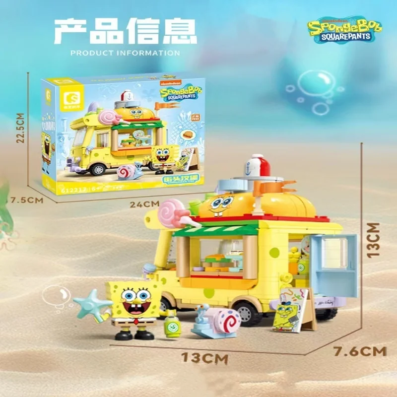 SpongeBob SquarePants Serie Building Blocks Giocattoli Hamburger Car Patrick Star Dessert Gelato Auto Anime Modello Blocchi Regali per bambini