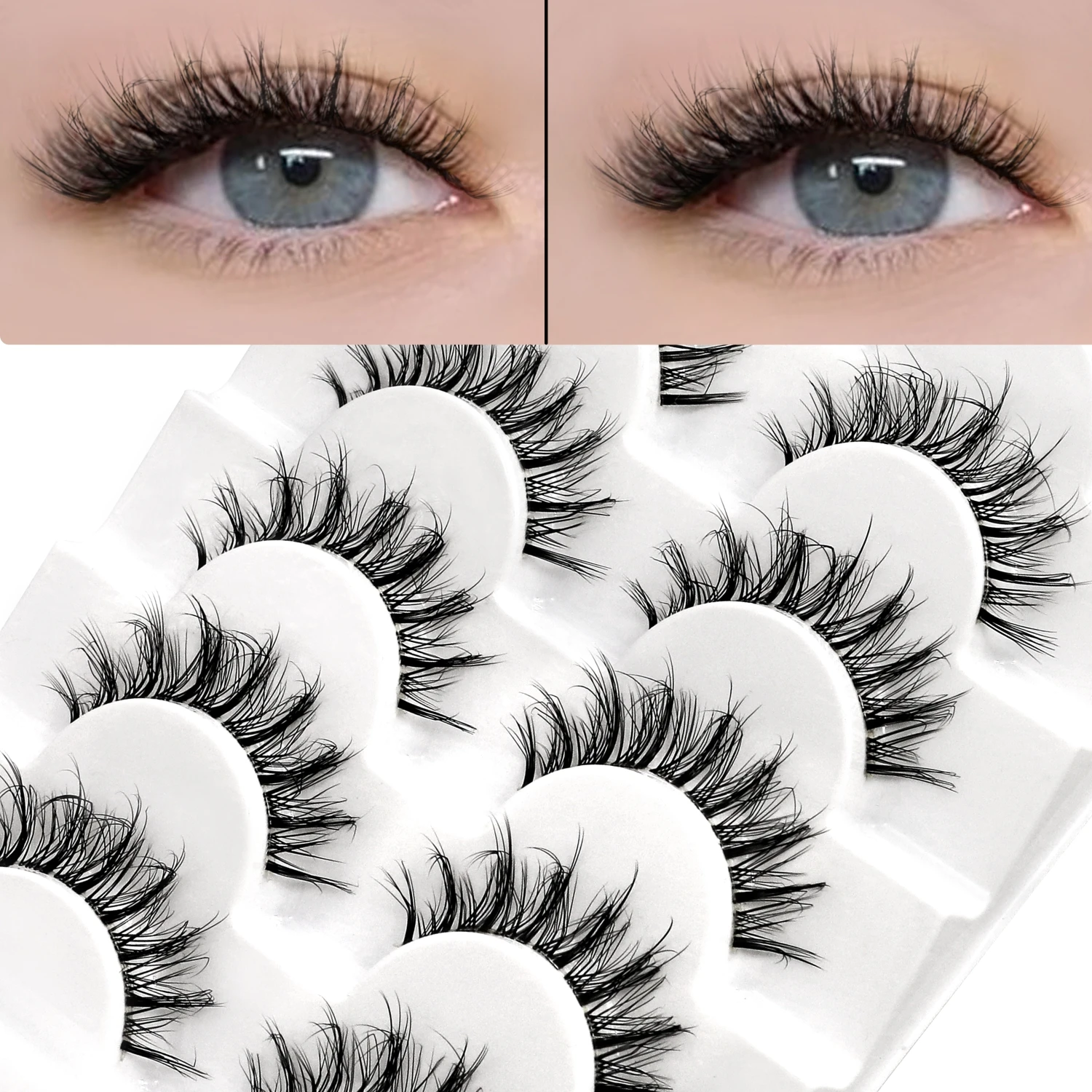 Veltrinay cils de renard cils vaporeux aspect naturel cils à bande claire moelleux Faux cils de vison bande faux cils naturels