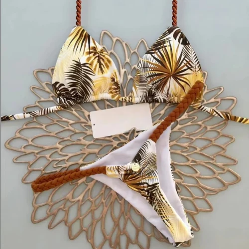 Imagen 2 del producto Nuevo Bikini para mujer, traje de baño para vacaciones en la playa, traje de baño con estampado de leopardo, conjunto de Bikini Sexy, ropa de playa, traje de baño con Tanga, Bikinis