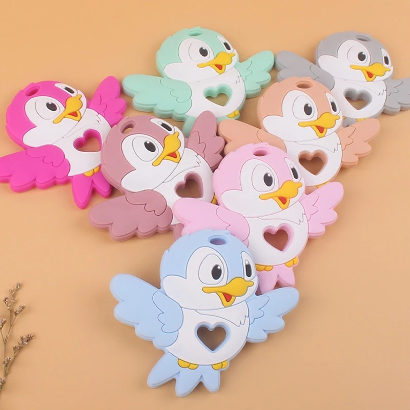 Nouveau dessin animé Animal oiseau perle sucette Clips sucette Silicone mâcher dentition pour bébé nouveau-né jouets