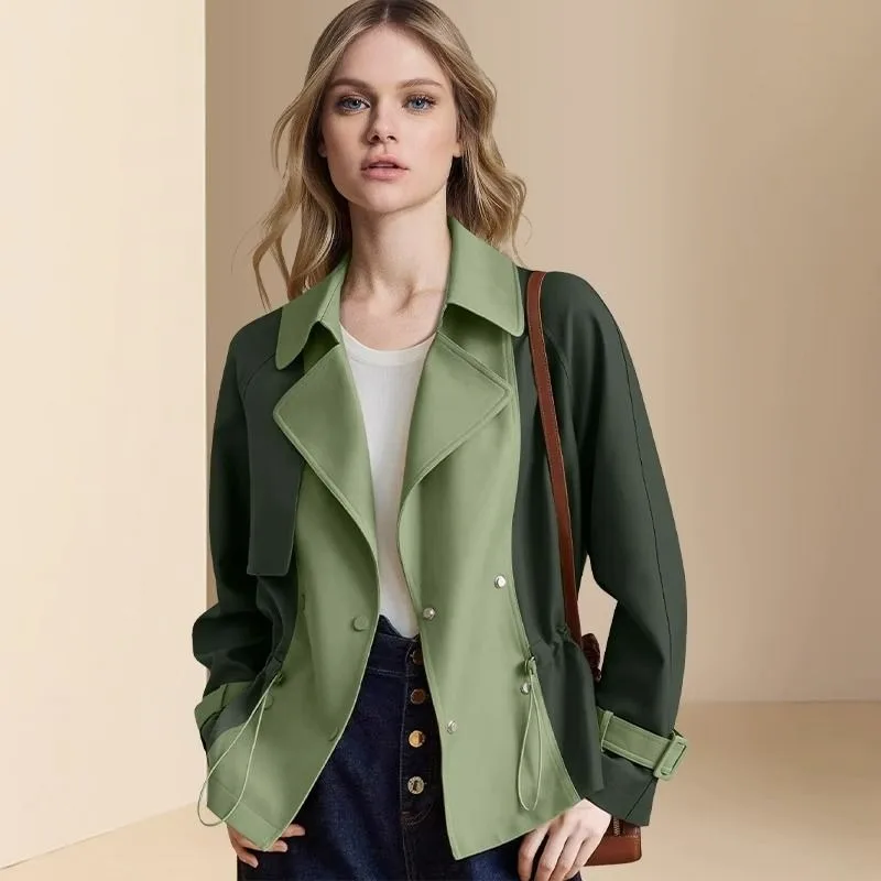 

High-Grade Temperament Trench Coat Spring New Women Mid-Length Casual Fashion Windcheater Female Contrast Color All-match Jacket