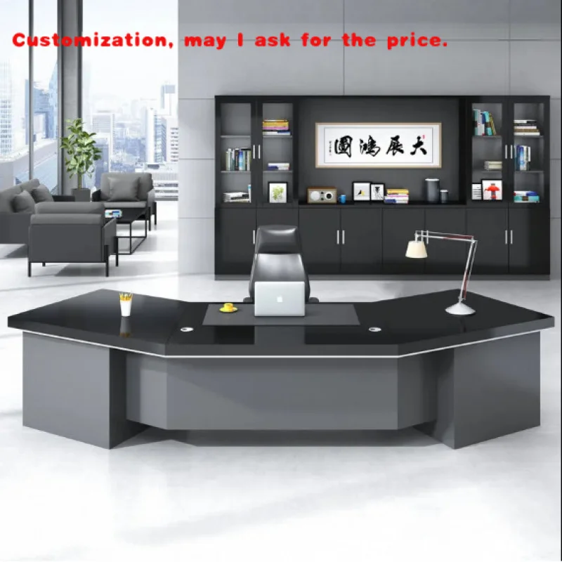 

custom.Large Modern Luxury Desk High Glossy Office Table Executive CEO Desk