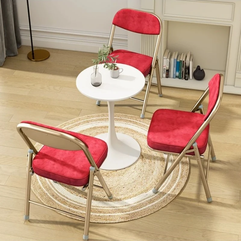 Folding Chair Back Stool Comfortable Space Saving Computer Office Chair Leisure Backrest Dining Chair Foldable Office Furniture