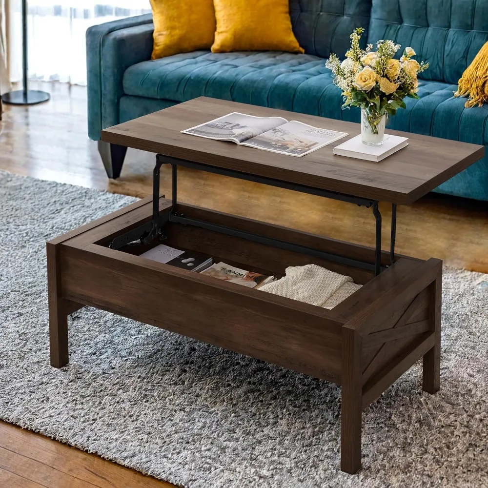 

Lift Top Coffee Table with Hidden Compartment, Storage Coffee Table with Lift Top, Farmhouse Pull up Wood Modern Center for Livi