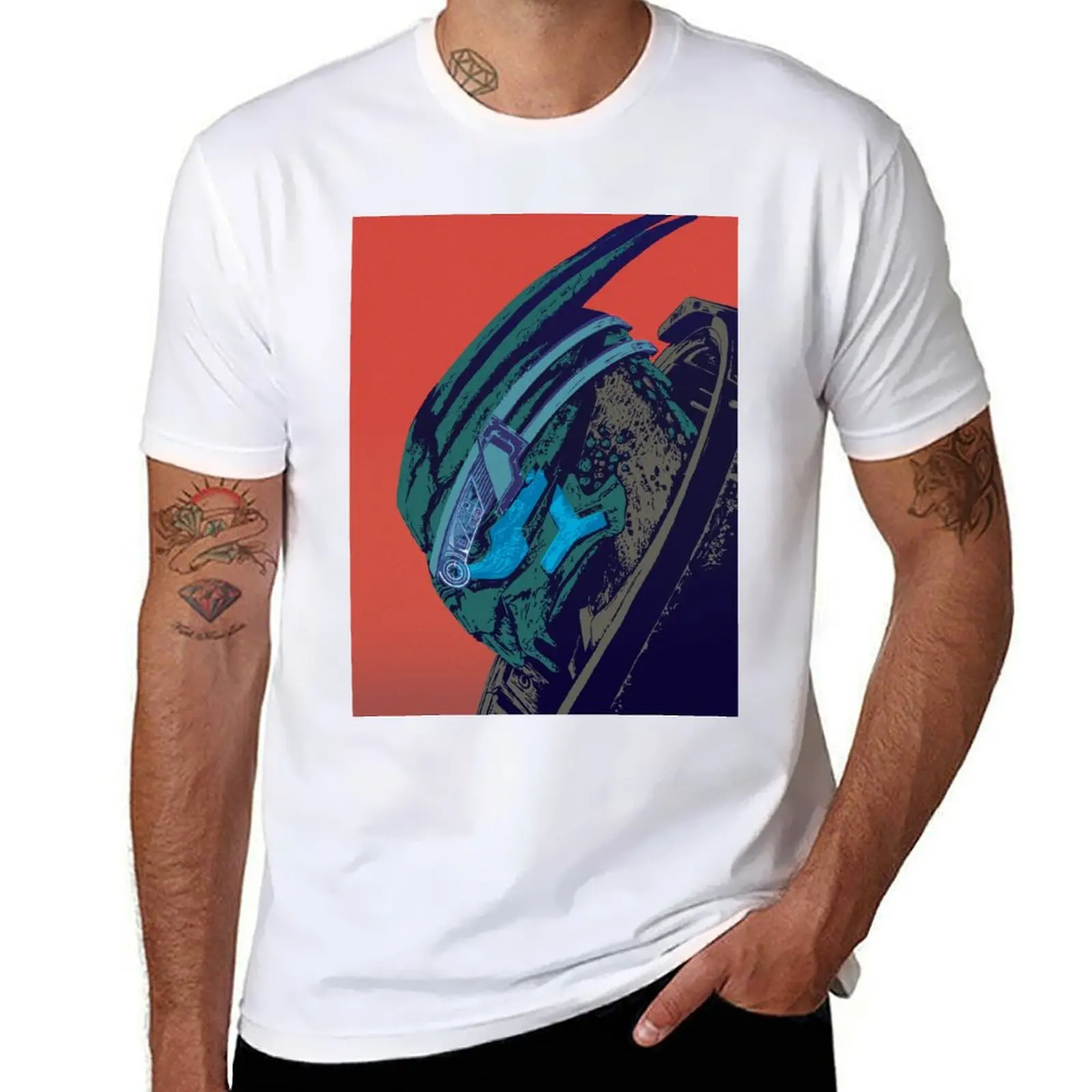 Garrus Vakarian from Mass Effect pop art inspired portrait T-Shirt blacks plain funny t shirts for men