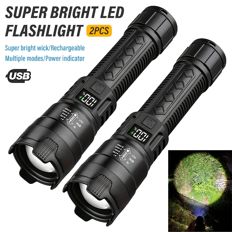 High Strong Power Led Flashlights Tactical Flash Light Torch Ultra Bright Lamp USB Charging Camping Fishing Defensa Zoom Lantern