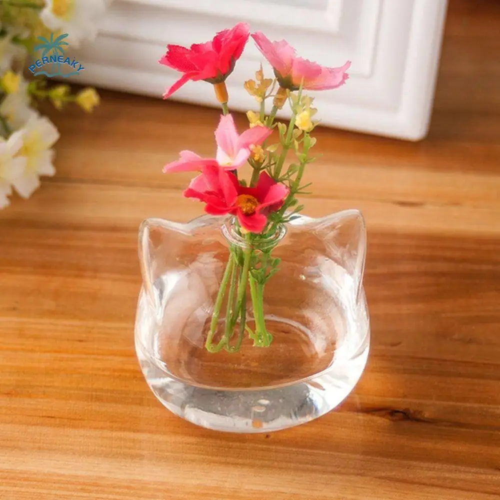 

Durable Not Easy to Break Hydroponic Vase Cat Shaped No Easy Fade Cat Glass Vase Cute Transparent Office