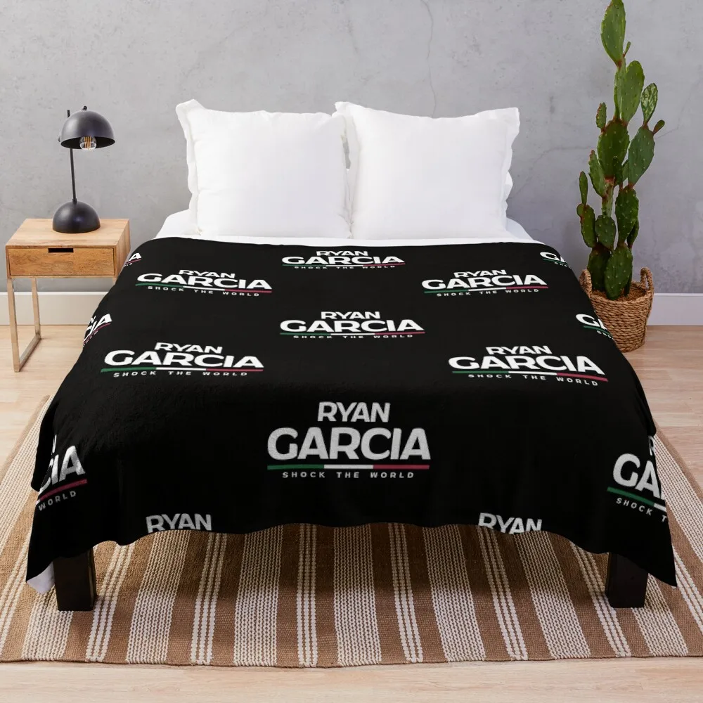 ryan-garcia-shock-the-world-embroidered Throw Blanket manga Plaid Luxury St For Sofa Thin Blankets