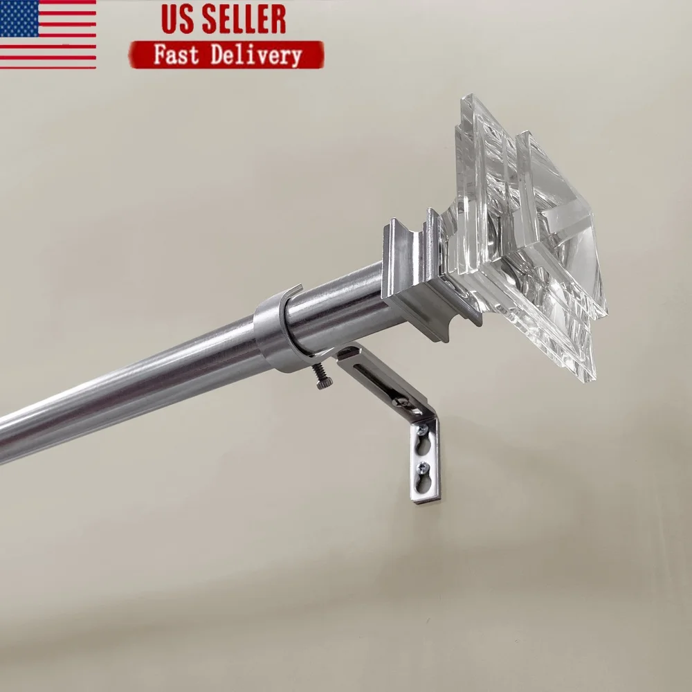 

Adjustable Curtain Rod Set 42-120 Inch Brushed Nickel Steel Drapery Rods with Brackets Mounting Hardware Included