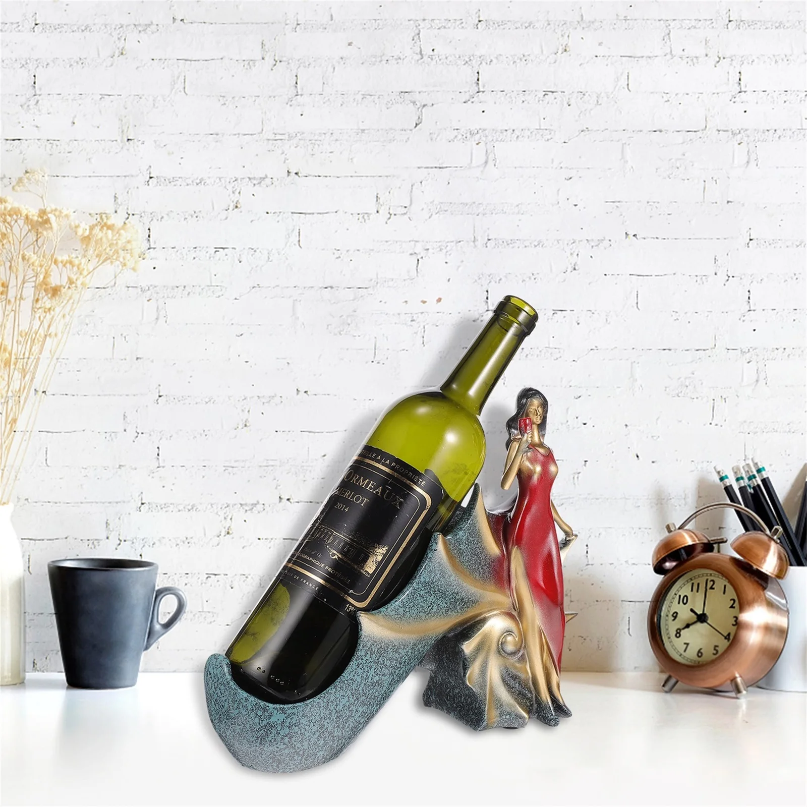 

Rack Girl Design Resin Material Bottle Rack Home Bar Restaurant Decorative Bottle Shelf Storage Holder