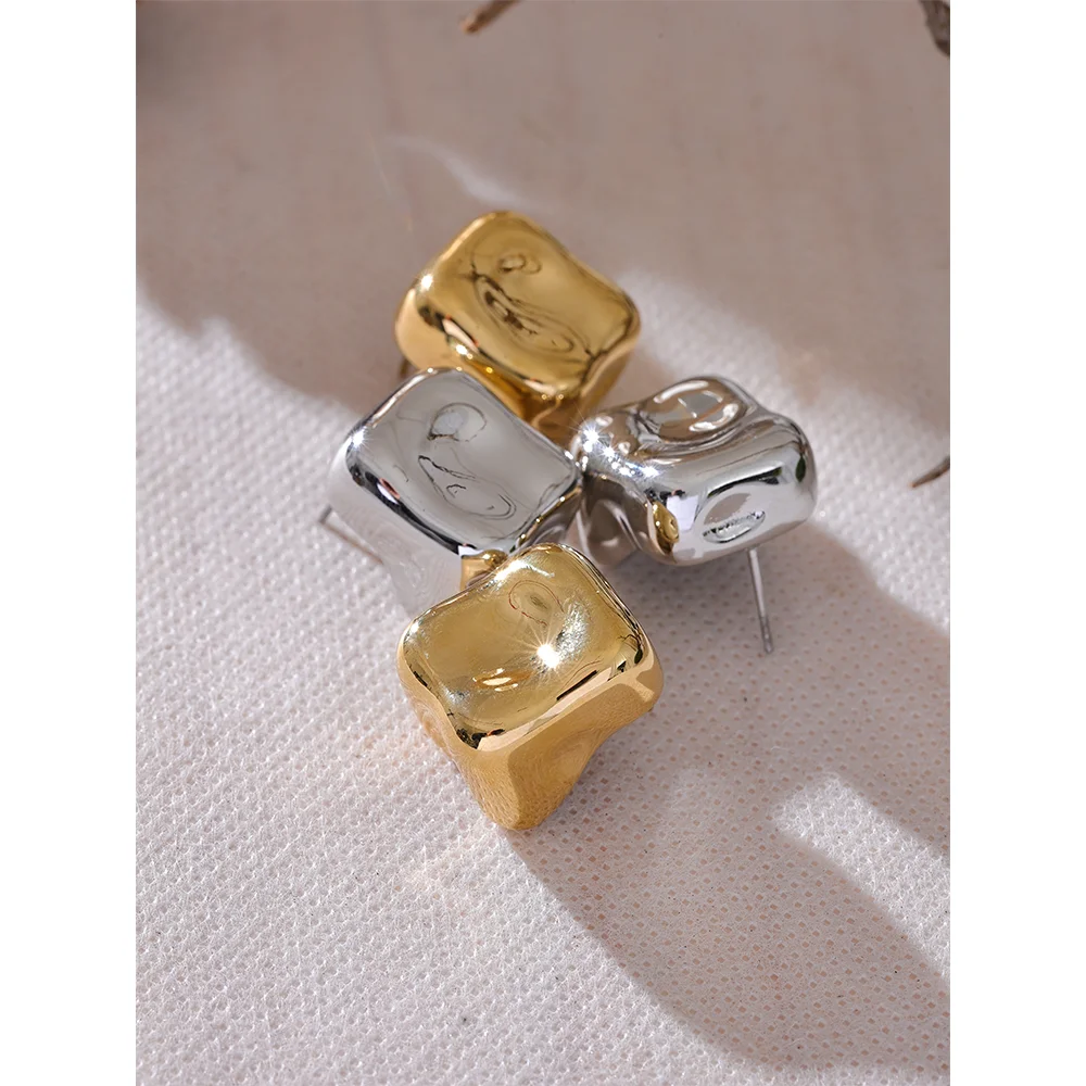 Yhpup 316L Stainless Steel Square Geometric High Quality Stud Earrings 18K PVD Plated Charm Daily Jewelry серьги тренд