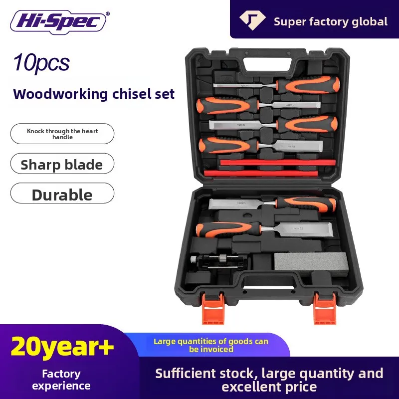 

10Pcs Impact-Resistant Woodworking Chisel Kit, Flat Head Chisels for Grooving & Precision Carving