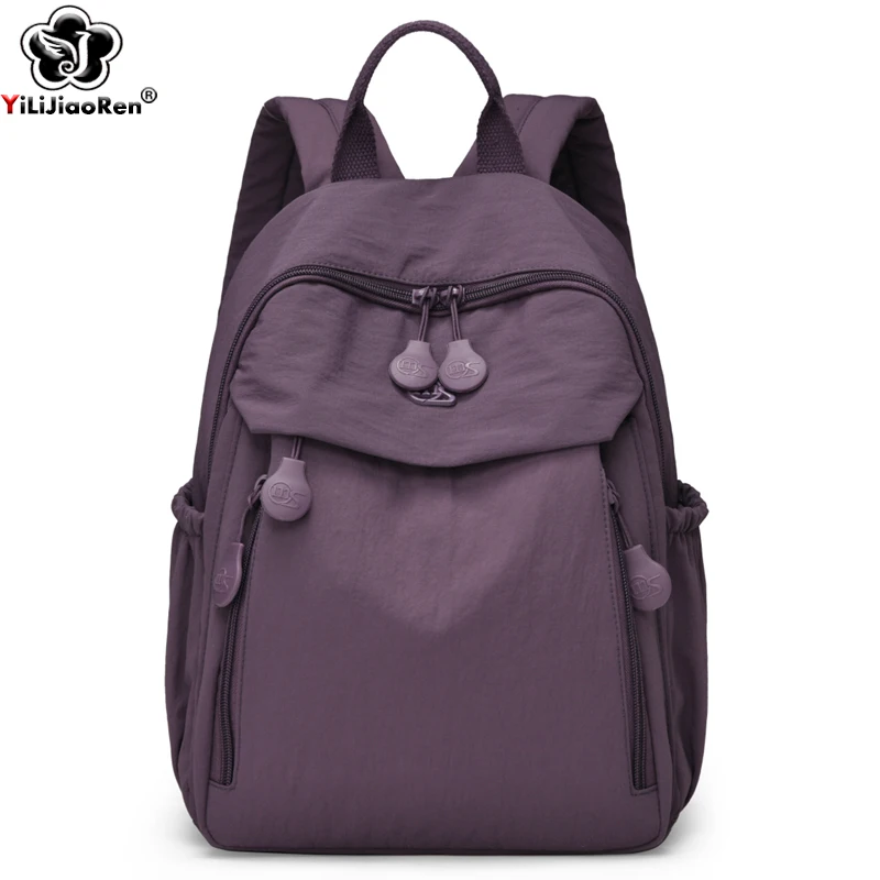

Casual Commuter Backpacks Women Waterproof Nylon Daypack Simple Ladies Shoulder Bag Lightweight Multifunction Travel Rucksack