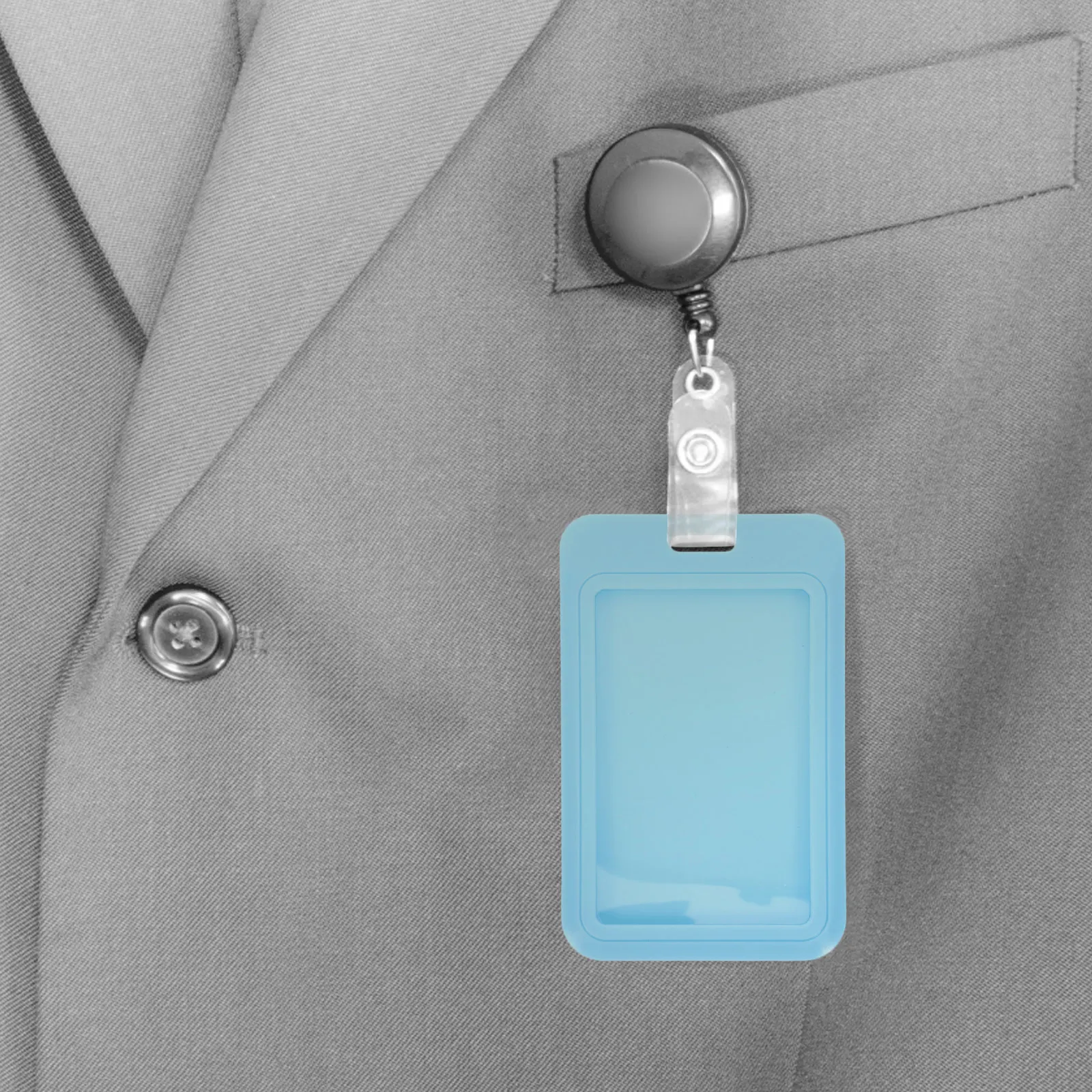 10pcs Sliding Id Card Holder Visible Card Sleeve Keychain Buckle Compact Lightweight Abs Pet Badge Holder For Office Security