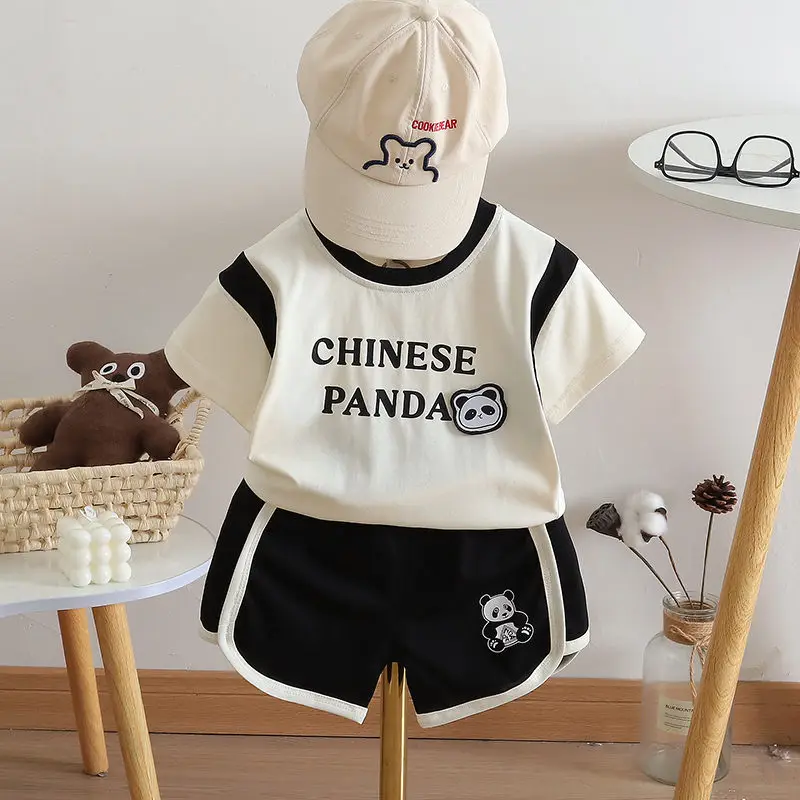 

New Kids Boys Girls Summer Clothes Cotton Sports Suit Infant T Shirt Shorts Children Clothing Tracksuits Set 1 2 3 4 5 Years