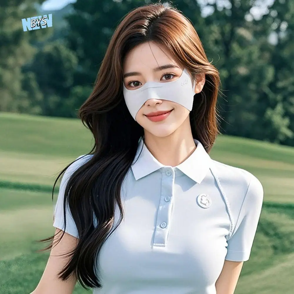 통기성 탄력 아이스 실크 마스크 자외선 차단 선스크린 베일 골프 페이스 마스크 단색 얇은 선스크린 아이 패치 야외용