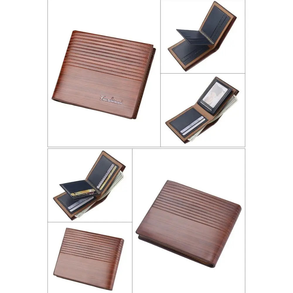 جديد بو الجلود الرجال محفظة قصيرة اثنين أضعاف القهوة السوداء جيوب متعددة سعة كبيرة الرجعية محفظة نسائية للعملات المعدنية الرجال النساء