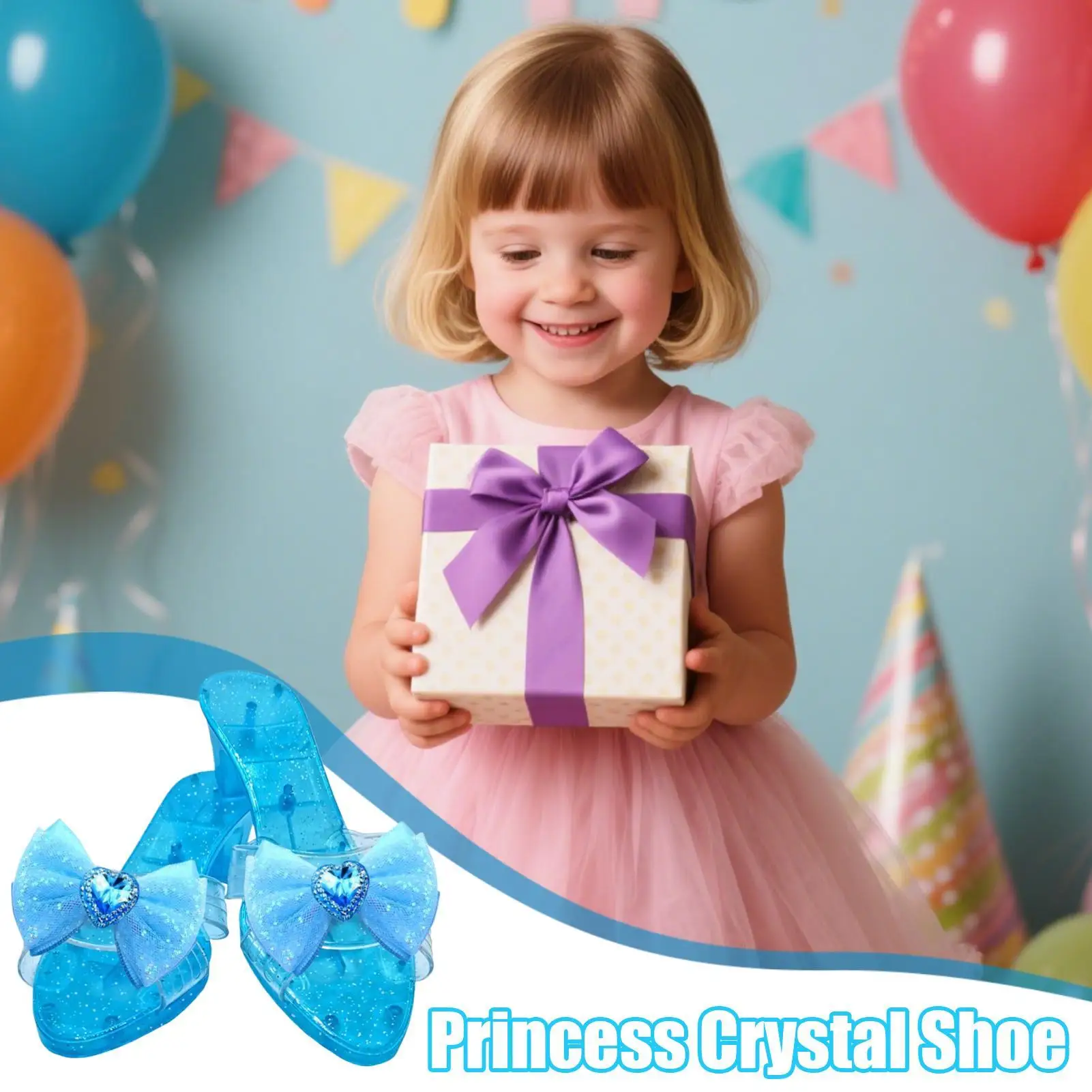 Princess Crystal Shoes Cosplay Prop High Heels Pretend Play house games For Stage Masquerade Special Occasion Decorations