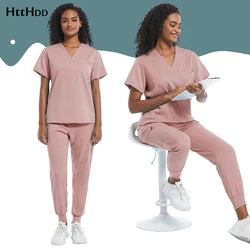 Conjunto de ropa de trabajo de manga corta para mujer, uniforme médico de enfermería, salón de belleza, sala de operaciones Dental y Hospital