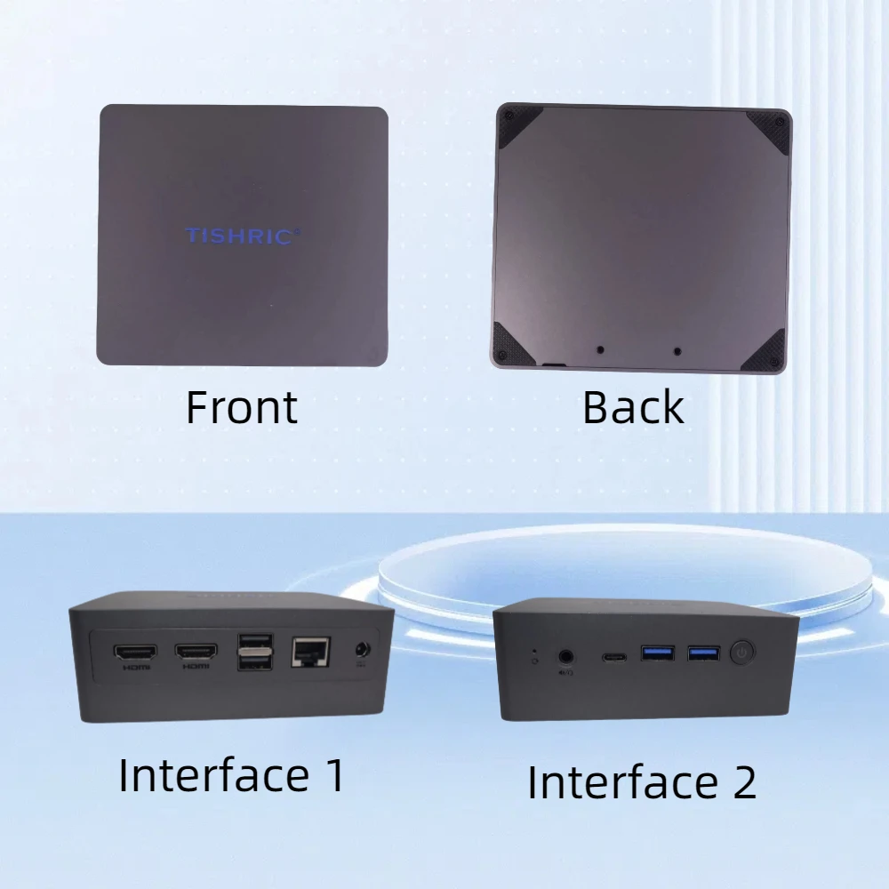 Microcomputador TISHRIC N100 de 12a geração |   Mini PC industrial de tela dupla 4K |   Memória DDR4 |   Micro PC para escritório doméstico