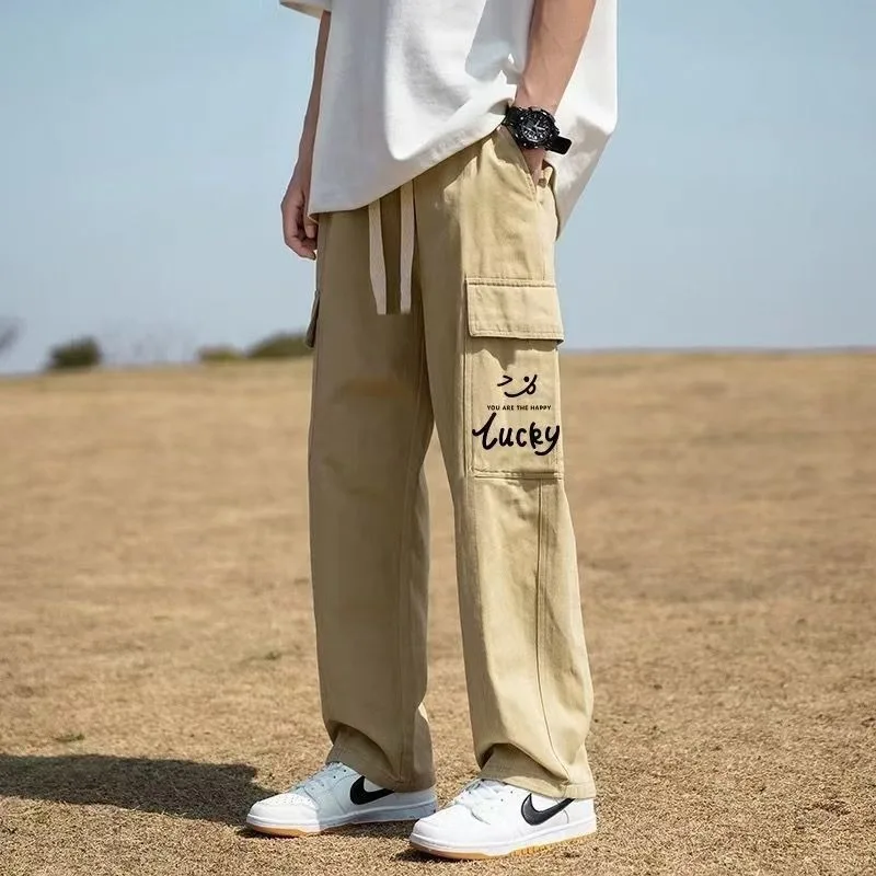 سروال عمل مريح منقوش بتصميم عتيق مستقيم الساق للمشي لمسافات طويلة في الربيع والخريف وسراويل غير رسمية متعددة الاستخدامات للرياضات الخارجية #2