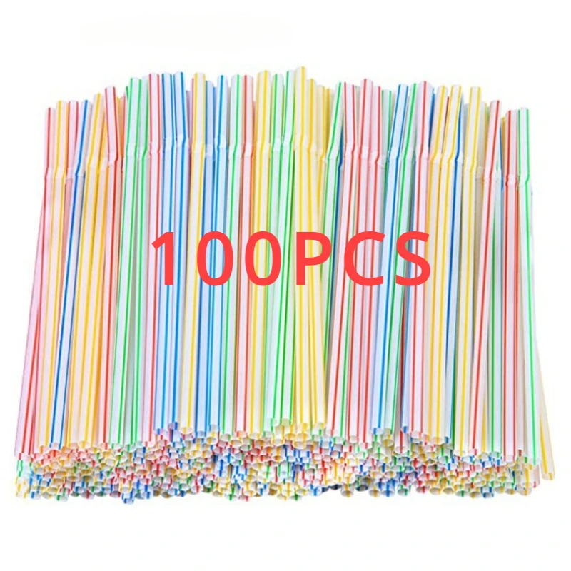 100Pcs Bendable Straws Disposable Colourful Black Straw Rietjes Milk Tea Bar Party Wedding Kitchen  Accessories Drinkware 빨대