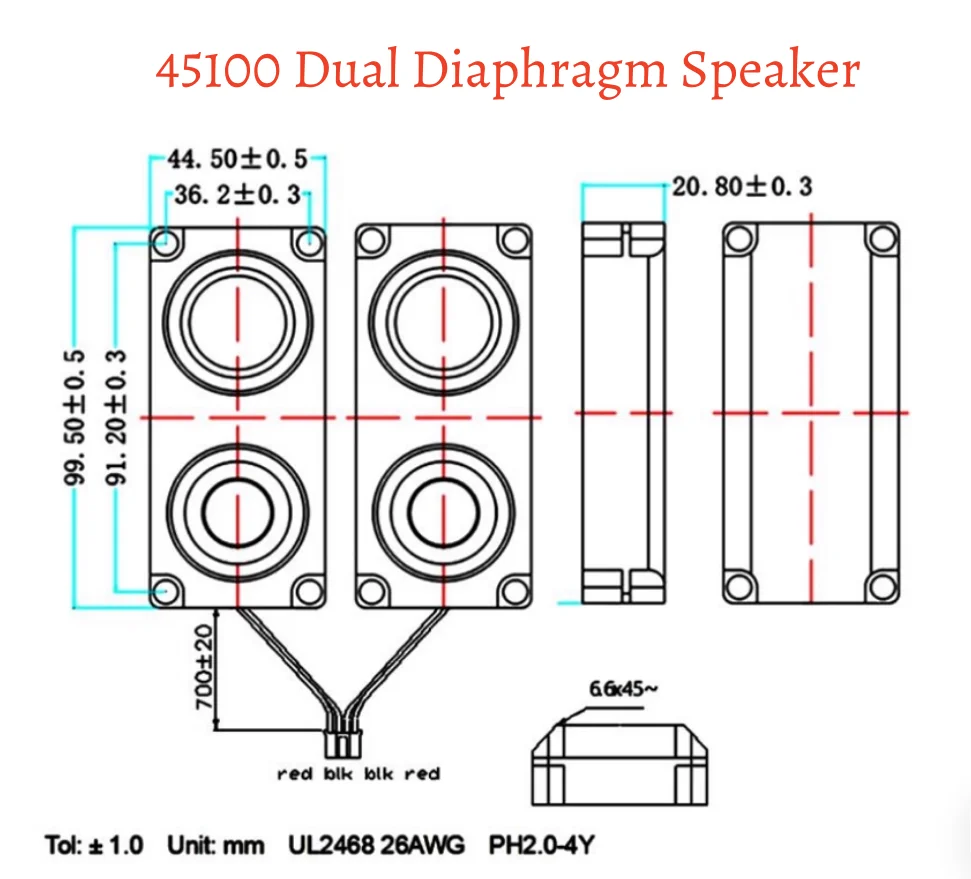 2pcs 45100 Dual Diaphragm Speaker  2P 4P 8Ω 5W Advertising Integrated Machine Multimedia Chamber Speaker 45100  2P 4P 8Ω 5W