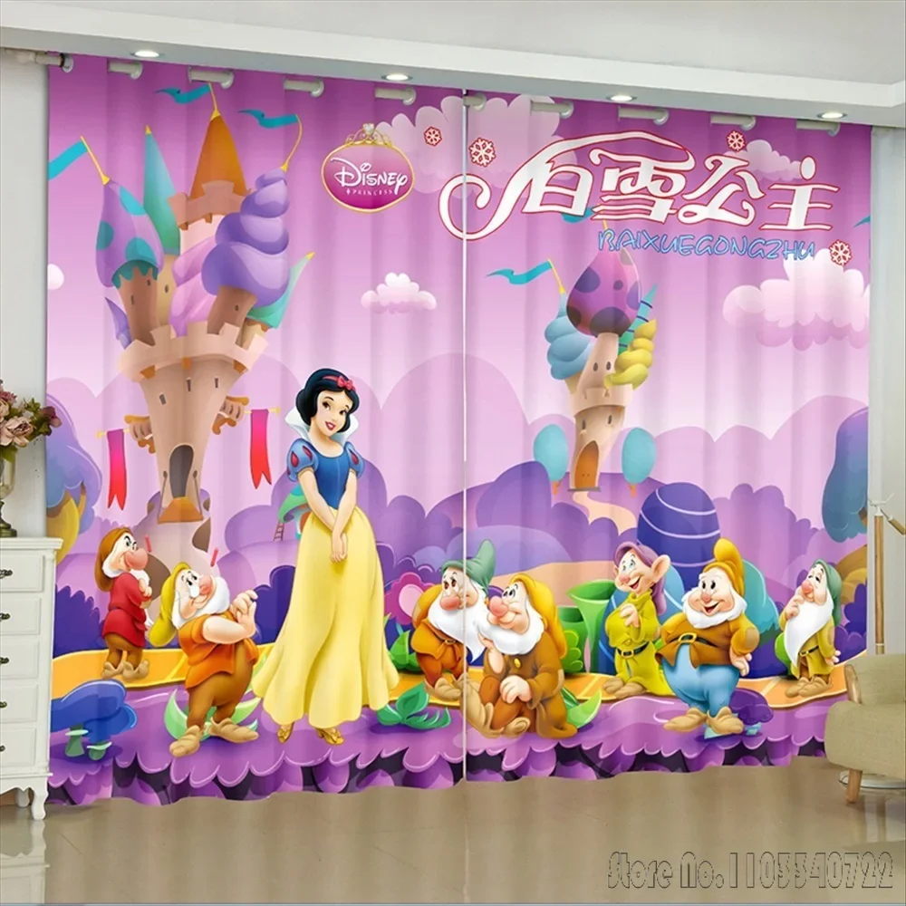 Disney White snow Princess Seven Dwarfs Window Curtain 3D Print Blackout Curtains Living Room Bedroom Decor Child Kids Gift