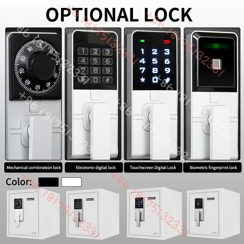 خزانة بصمات الأصابع للمنزل، مقاومة للحريق، مقاومة للحريق، نقود فولاذية، آمنة لبصمات الأصابع البيومترية - 3091WSLB