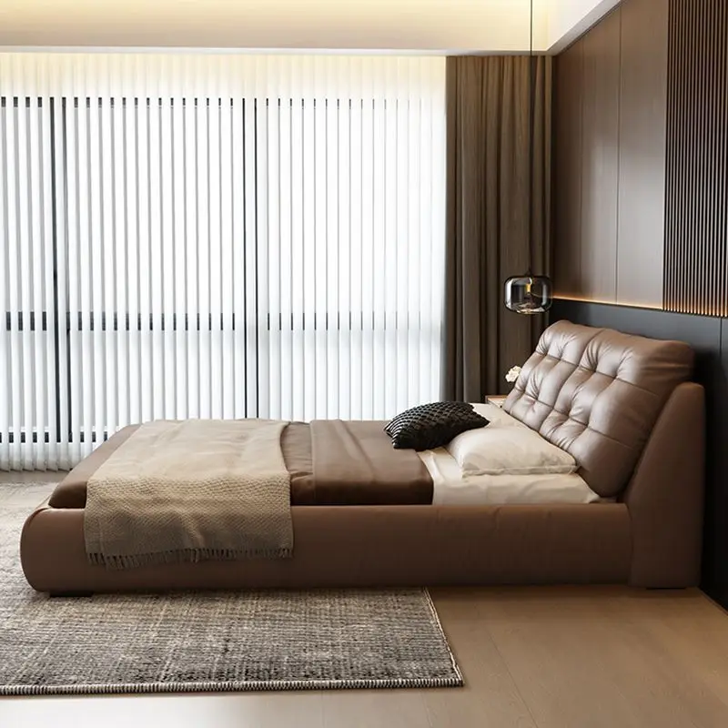 Łóżko z pierwszej warstwy skóry bydlęcej, wysokiej jakości, pogrubione.