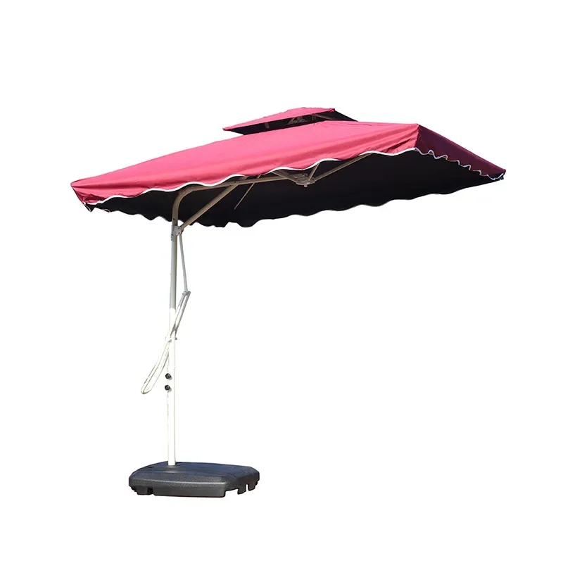 Square Outdoor Patio Umbrella Folding Sunshade with Side Panel UV Protection for Courtyard Stall Large Canopy