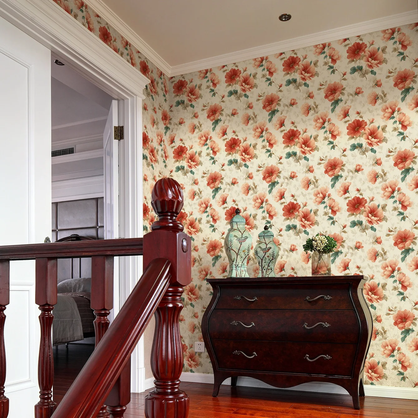 Self Adhesive Classic Floral Wallpaper Home Decoration Removable Waterproof Contact Paper for Bedroom Walls Cabinets