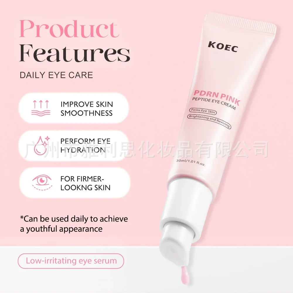 30ml KOEC PDRN Pink Peptide Eye Cream Hydrating Firming Brightening Reviving Light Texture Improve Dullness Fade Dark Circles