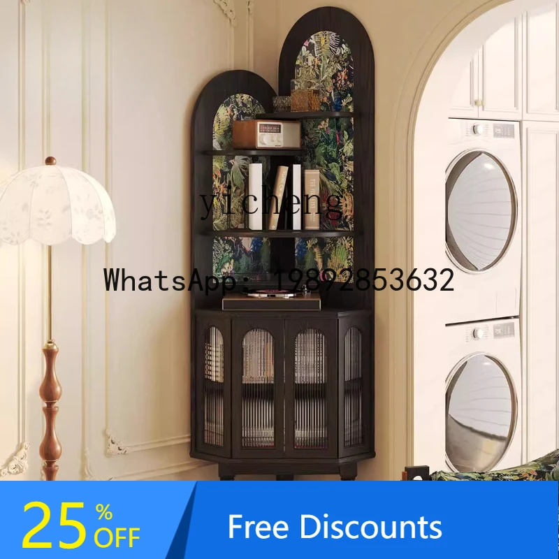 Chinese antique entrance cabinet, triangular cabinet, storage retro black American side cabinet, new model