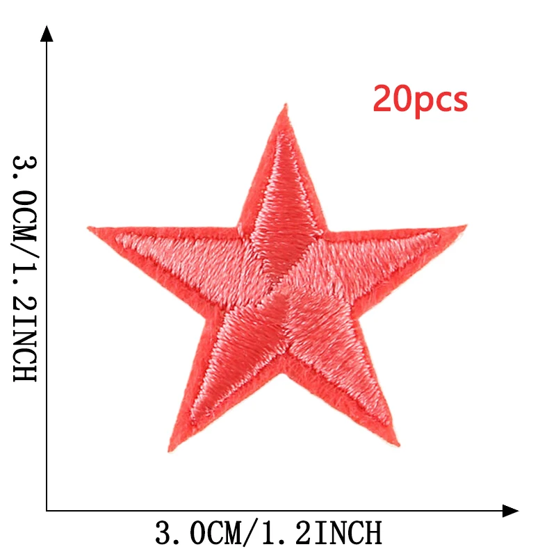 20 stücke Fünfzackigen Stern Patches Viele Für Kleidung Eisen Auf Zufällige Masse Thermische Klebstoff Stickerei Nähen Designer Parches Para Ropa – Detail 9