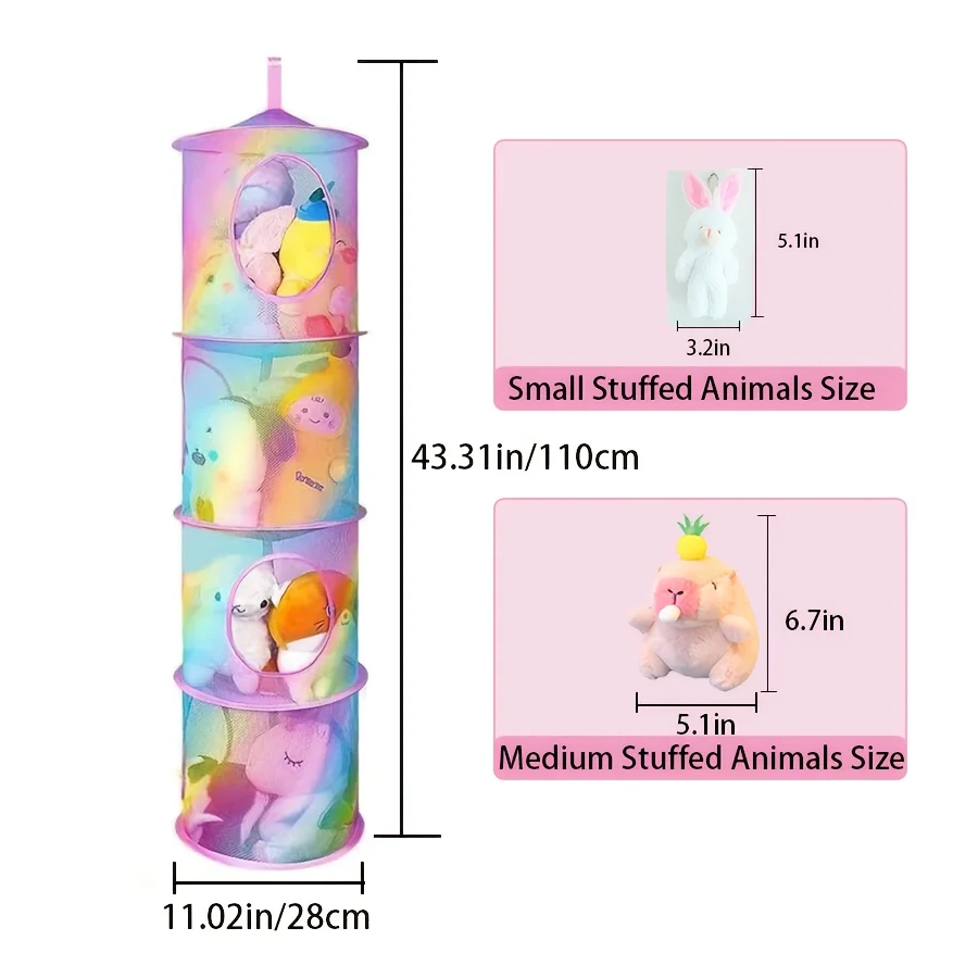 1pc カラフルな 4 層折りたたみ式収納ハンモック - 省スペースの家庭用および旅行用ディスプレイネットワーク、アートストレージコンテナ
