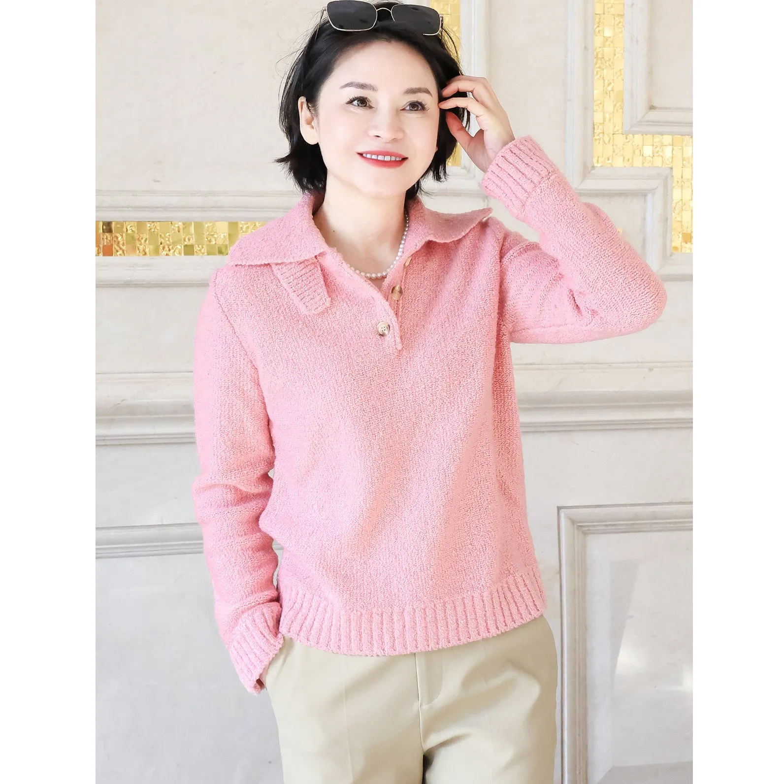 

Warm Long Sve Knitted Sweater High Wool Content Floral Patterned Yarn Circle Fan Favorite Kangbo And Silkino Wool Knitwear