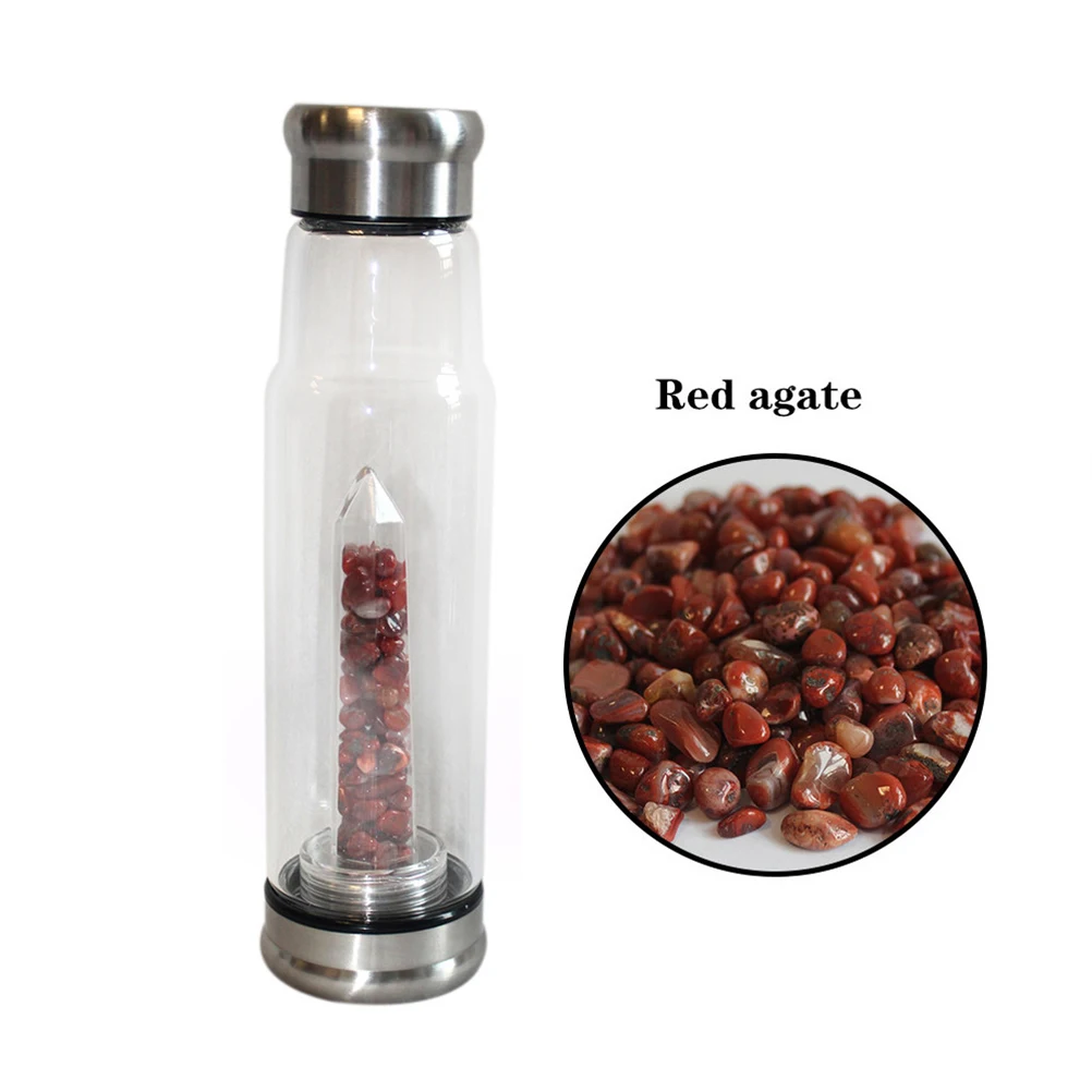 Quartz Crystal Water Bottle, Natural Quartz Crystal Water Bottle - Rejuvenate Your H2O with Healing Stones