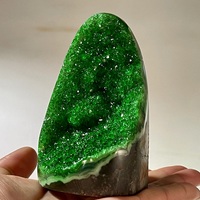 Green Crystal Cluster Geode Point Wand -  Mystical Gemstone for Office Decoration and Gift Giving， crystal stone
