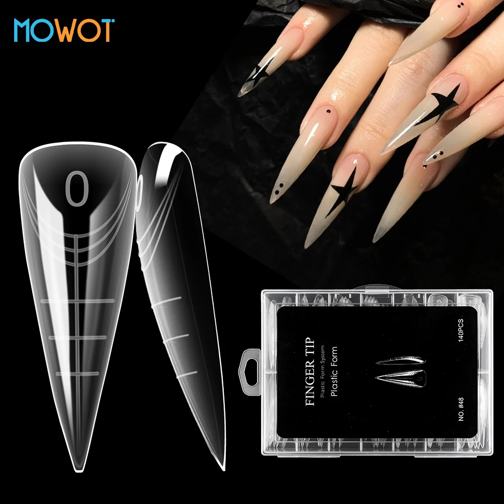 MOWOT 140 قطعة مسمار أشكال مزدوجة خنجر تمديد بولي جيل للأظافر قالب غطاء كامل أظافر أكريليك نصائح قابلة لإعادة الاستخدام أشكال علوية للتقليم #1
