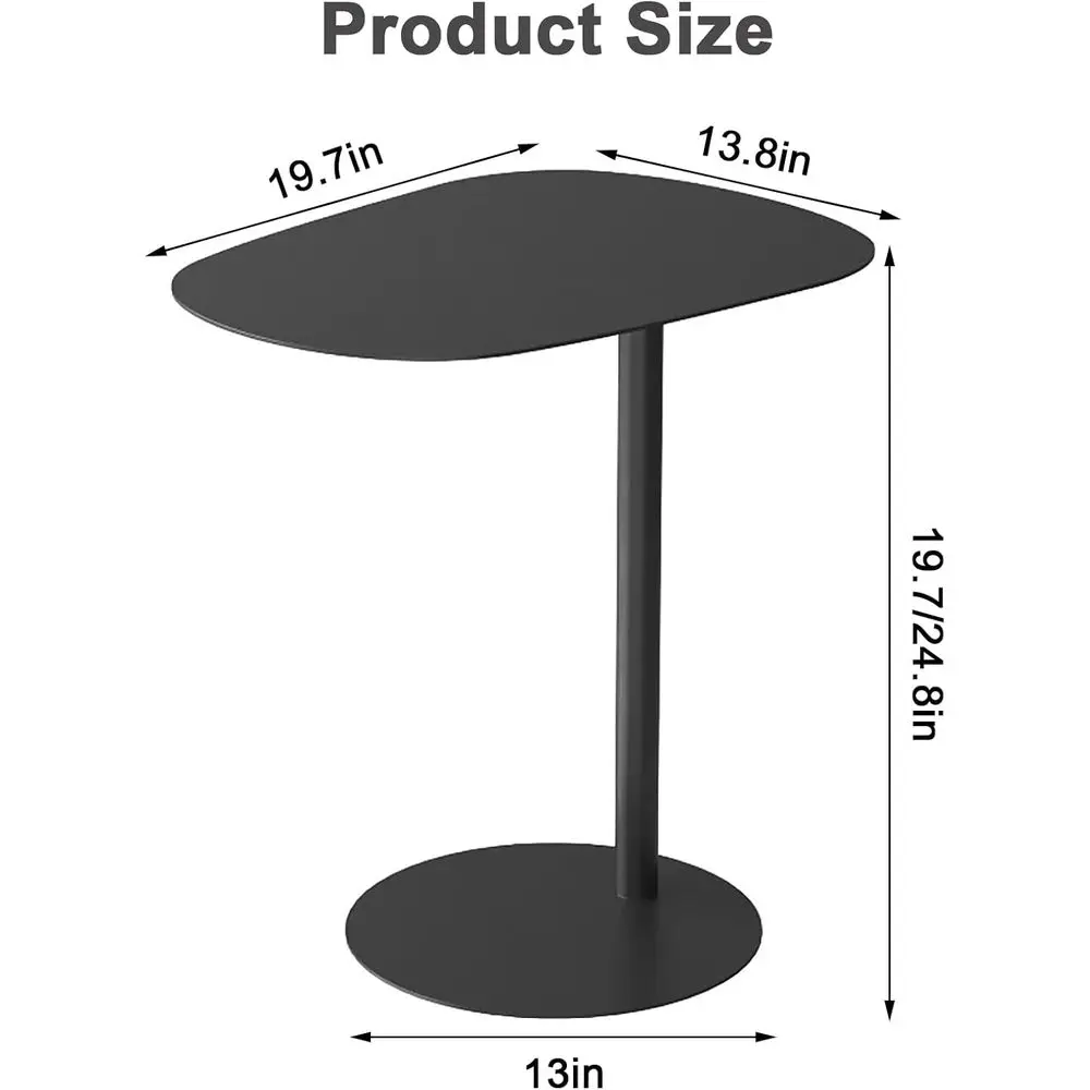 C-Shaped Metal Side Table for Small Spaces,Modern End Table with Round Base,Slim Small Couch Sofa Table,Round Bedside Table,Acce
