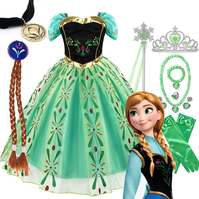 

Disney Halloween Frozen Elsa Anna Costume For Kids Girl Fancy Birthday Party Gown Princess Dress Carnival Party Children Clothes