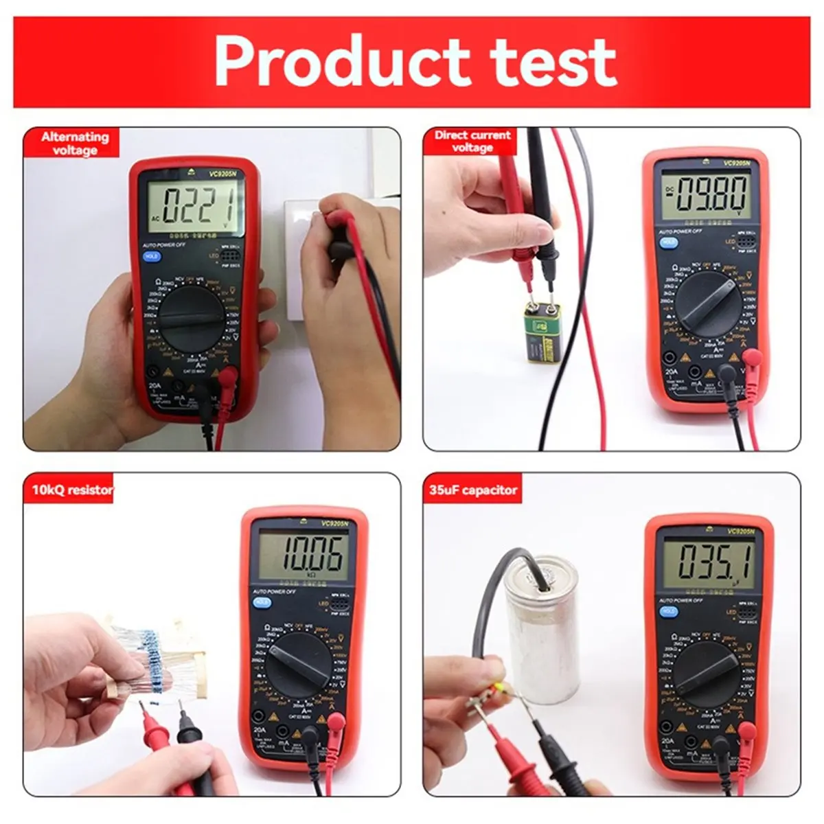 DT89 NEW DT9205N Digital Multimeter NCV Voltage Tester AC DC Current Resistance Capacitance Diode Meter