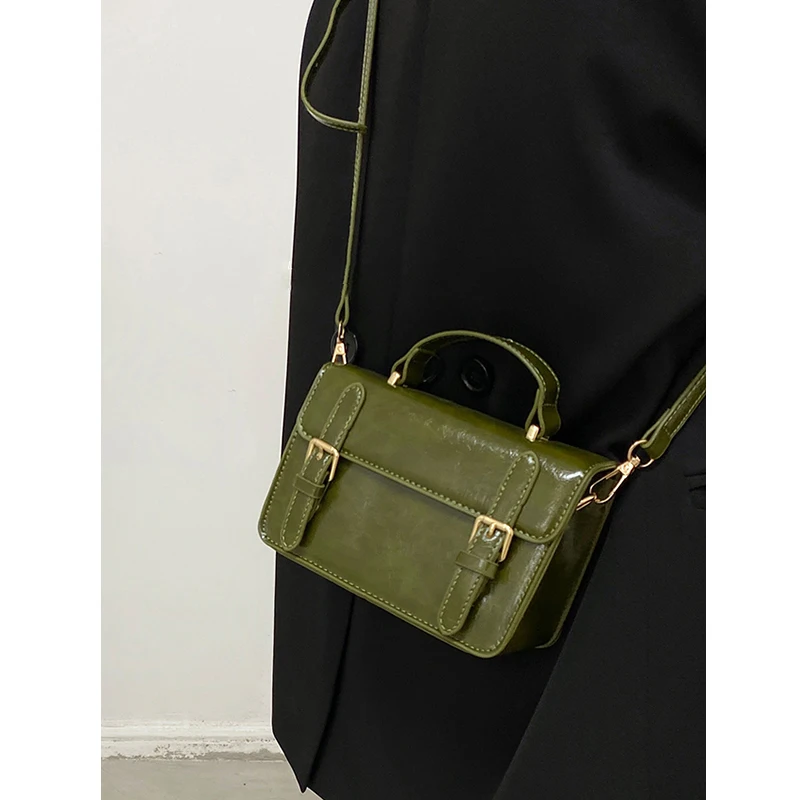 Borsa a tracolla a tracolla in PU verde Chic donna 2024 nuova borsa da viaggio Versatile All-matched Fashion Vintage Small Square Bags