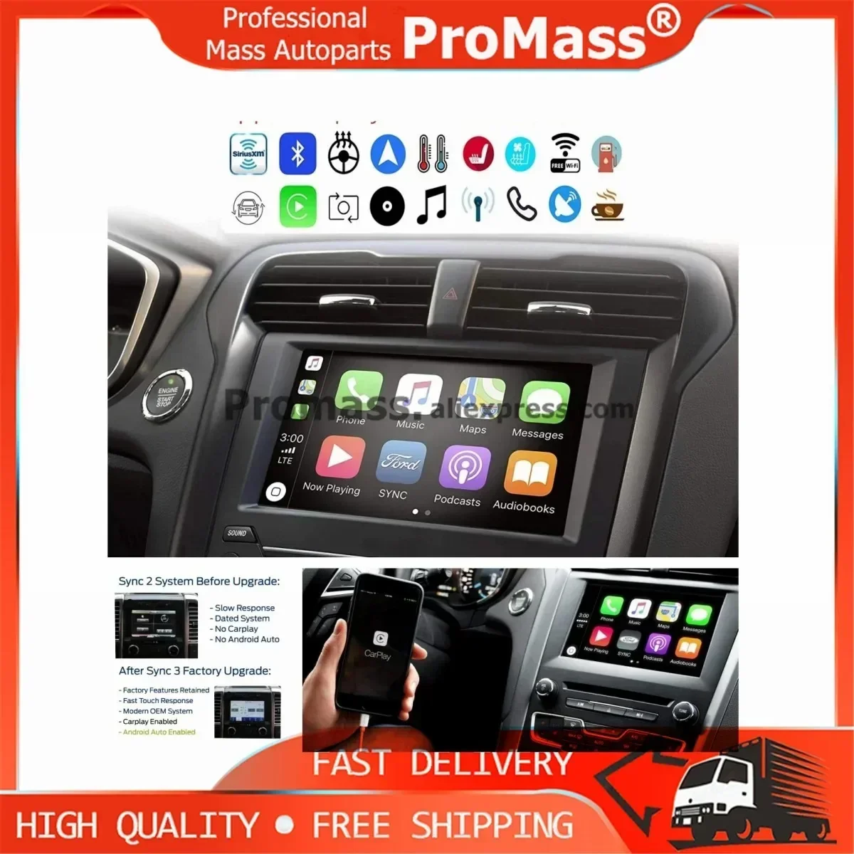 HC3T-14F014-BD Factory SYNC2 to SYNC3 Upgrade Kit APIM Module Antenna Carplay GPS Navigation Fit for Ford Lincoln Sync 3