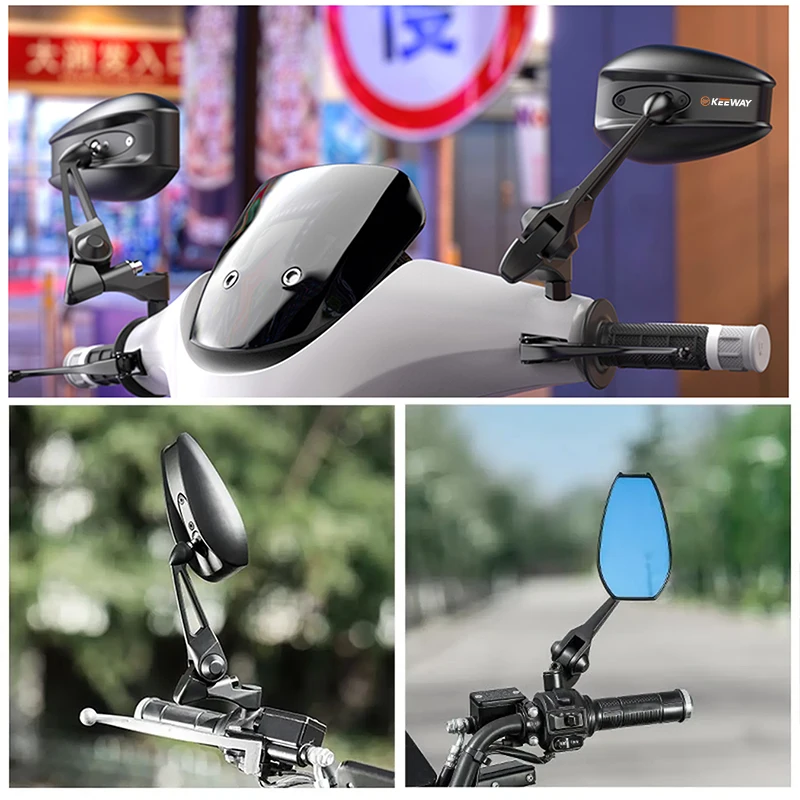 Aluminum Motorcycle Rearview Mirror Adjustable Viewing Angle For Keeway Hurricane 50 Vieste K-Light RKV RKF 125 Accessories