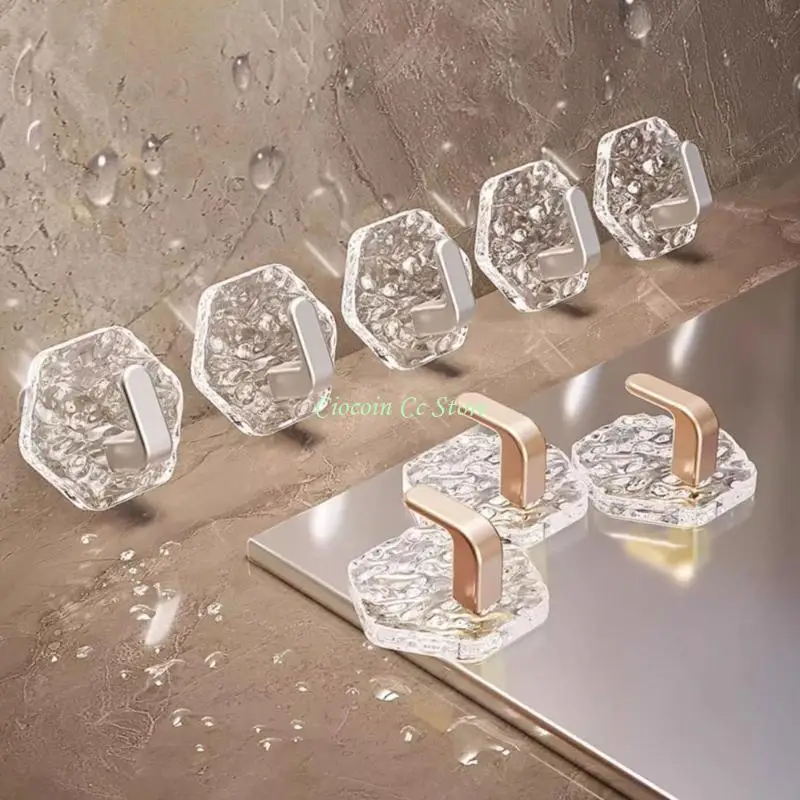 X90F 10 Pieces Adhesive Wall Hook Crystals Clear Without Nails Required Accessory for Towels Robes Kitchenwares Daily Use