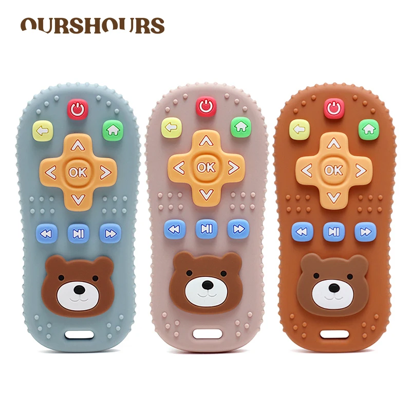 1pc Silicone Remote Control Teether Baby Teething Toys BPA Free Cartoon Bear Infant Chewing Toy for Boys Girls Baby Accessories