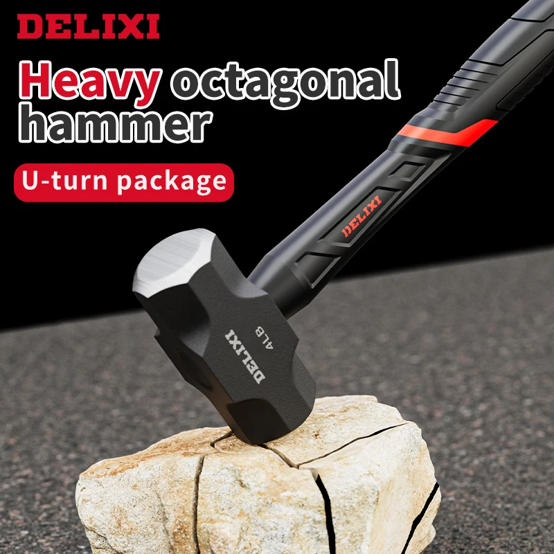 Octagonal Siamese Weight-Type Hand Hammer Heavy Wall Hammer Soft Handle Solid Iron Hammer Handhammer Tool